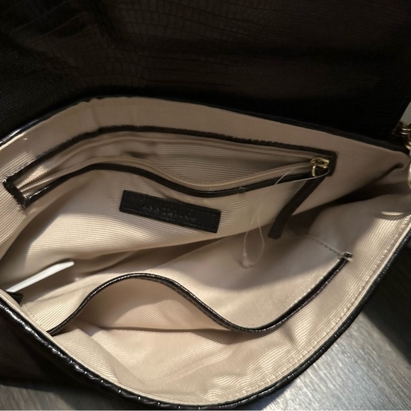 Ann Taylor Brown Suede and Leopard Print Calf Hair Shoulder Baguette - Picture 5 of 7